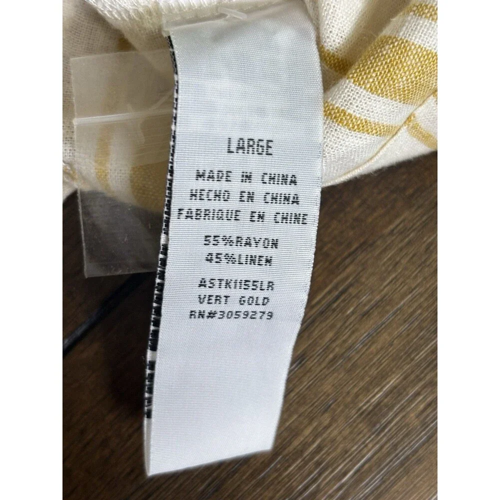 Altar'd State Linen Blend Dress Women's Large Button-Up Strappy Yellow Striped